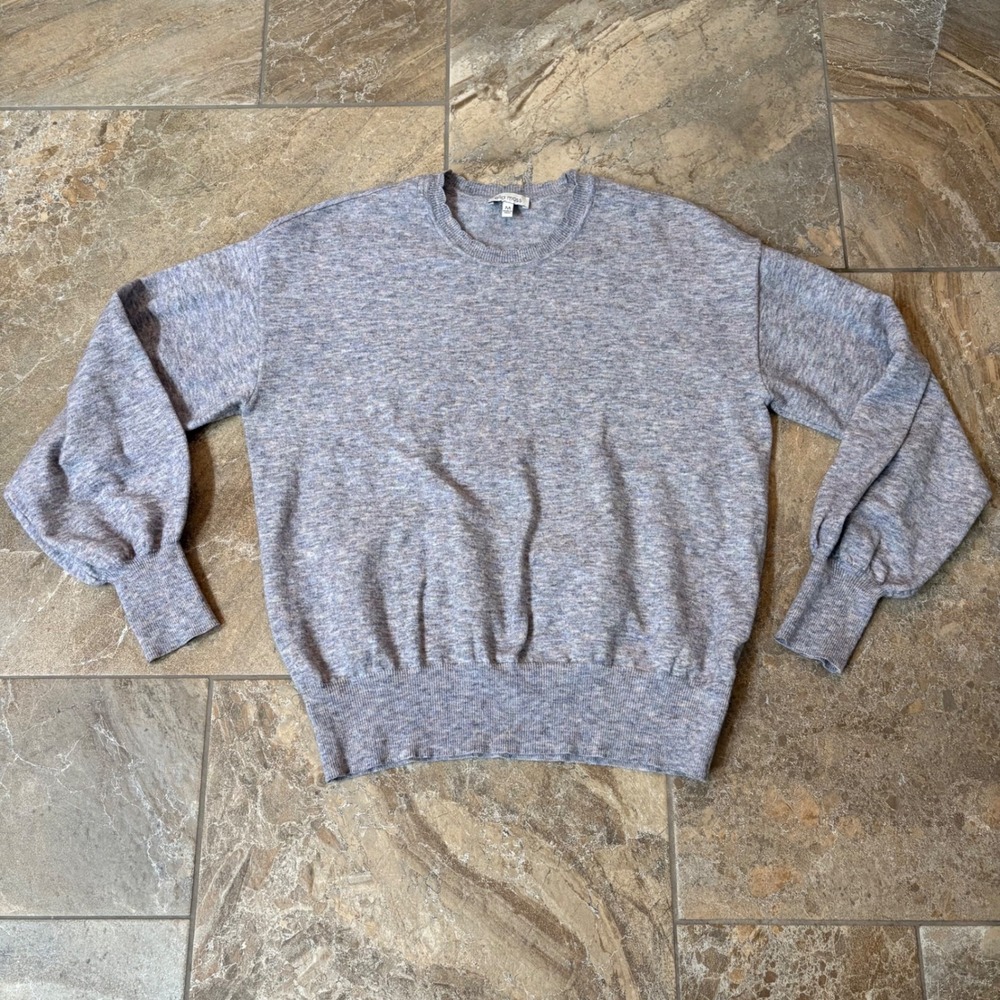Ella Moss Heathered Grey Balloon Sleeve Crewneck Sweater Women's Medium